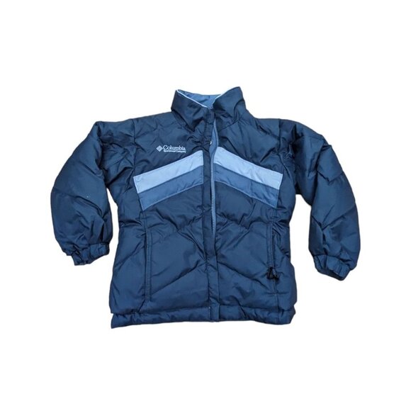 Columbia Boys Reversible Blue Puffer Ski Jacket Full Zip Insulated Size 4/5